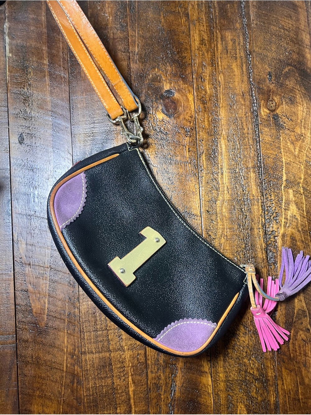 Dooney & Bourke Black Charm Y2K Lindsay Lohan number one 1 FLAWED - Picture 3 of 13